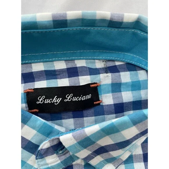 Lucky Luciano Button Up Shirt Mens XL Checkered Long Sleeve New With Tag